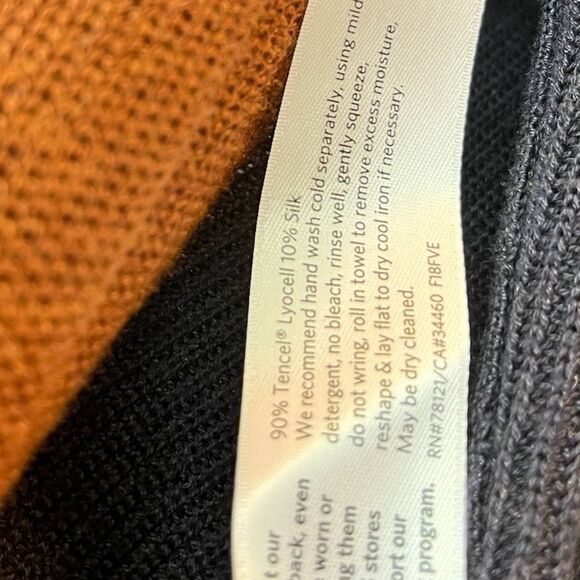 New Eileen fisher midnight blue brown silk tencel long open cardigan - Picture 7 of 8